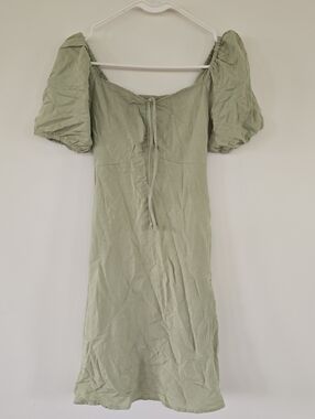 Jessica Simpson Sage Puff Sleeve Midi Dress with Front Tie